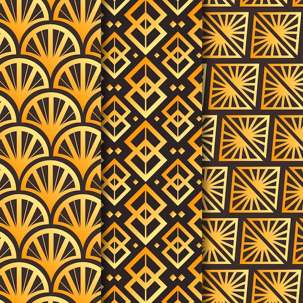 Golden art deco pattern collection