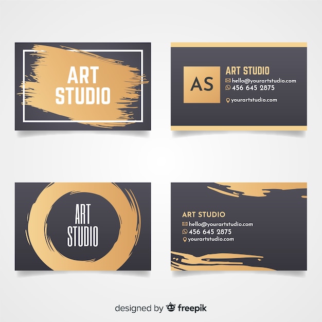 Free Vector golden art studio card template