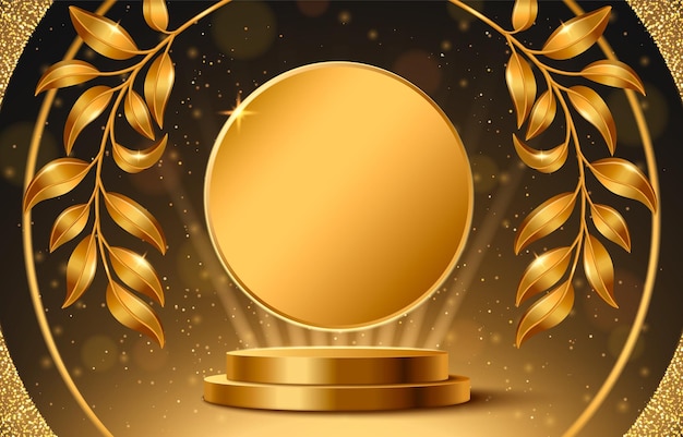 Free vector golden award on pedestal with laurel wreath