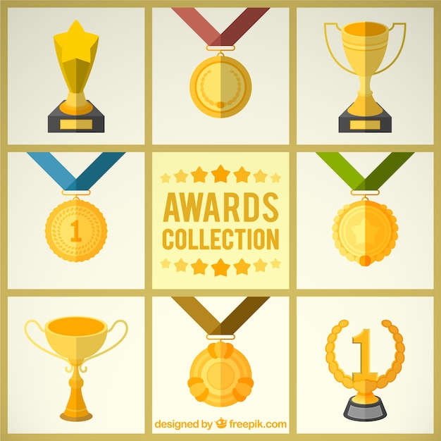 Free Vector golden awards in flat style