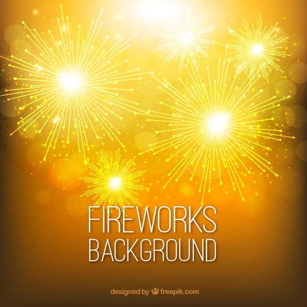 Golden background with fireworks