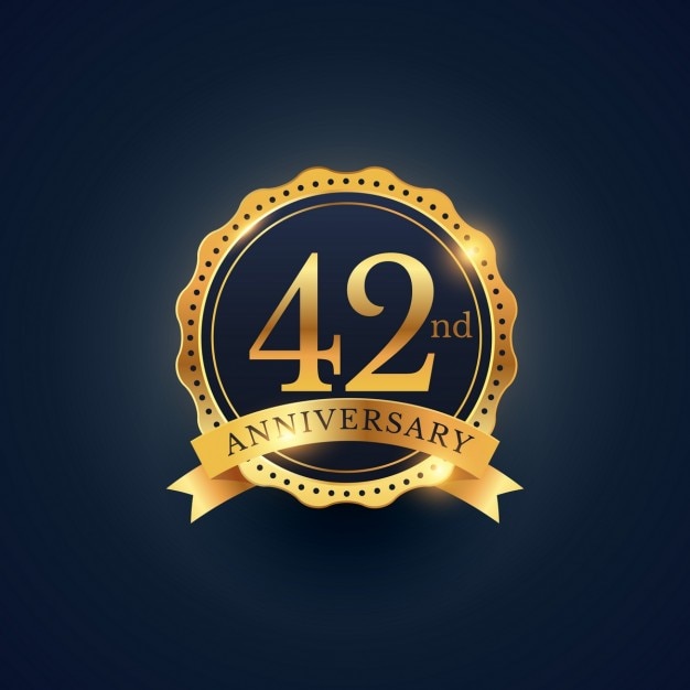 Free Vector golden badge for the 42nd anniversary