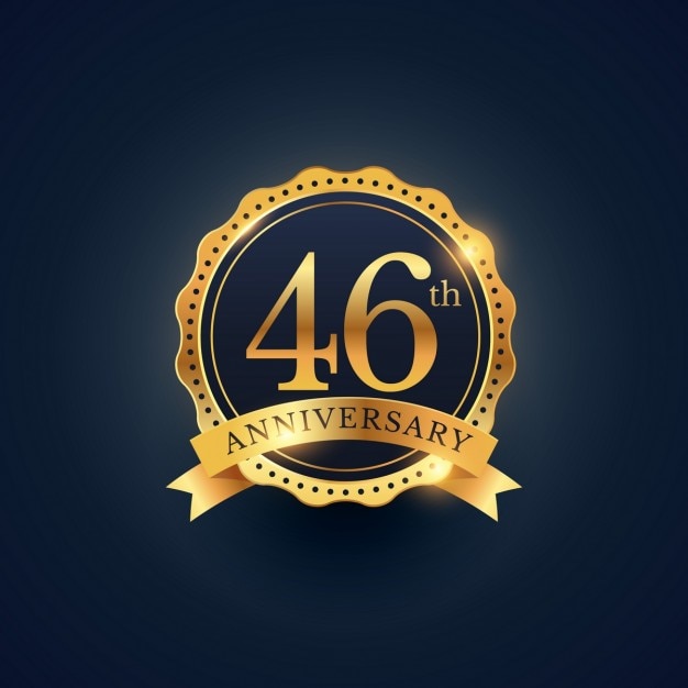 Free Vector golden badge for the 46th anniversary