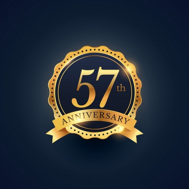 Free Vector golden badge for the 57th anniversary