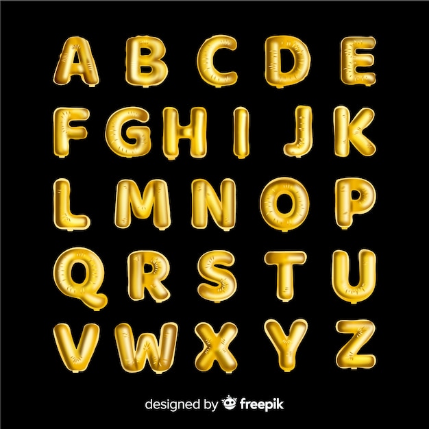 Golden balloon alphabet