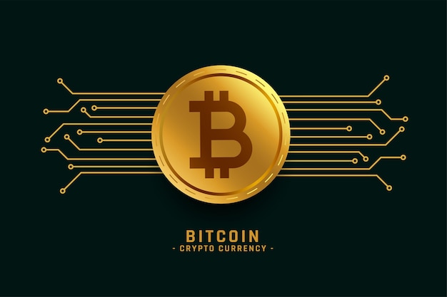 Free Vector golden bitcoin background with network lines