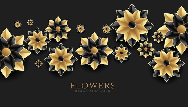 Golden and black flowers decoration lovely background