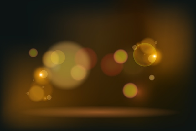 Golden bokeh lights effect on dark background