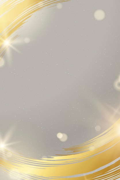 Golden brush stroke frame vector with shiny light