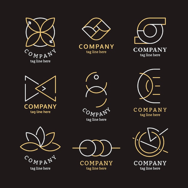 Free Vector golden business logo set