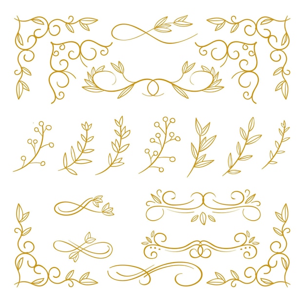 Free Vector golden calligraphic ornament collection