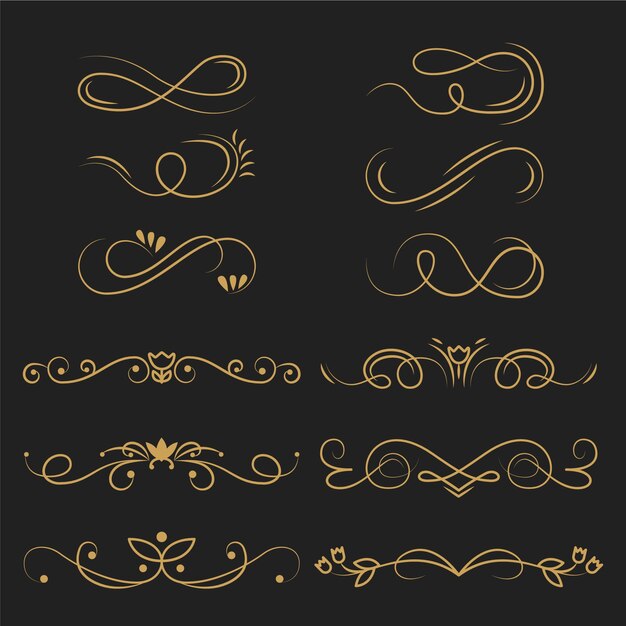 Golden calligraphic ornament collection