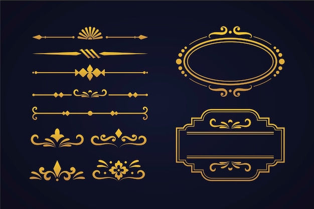 Golden calligraphic ornament collection