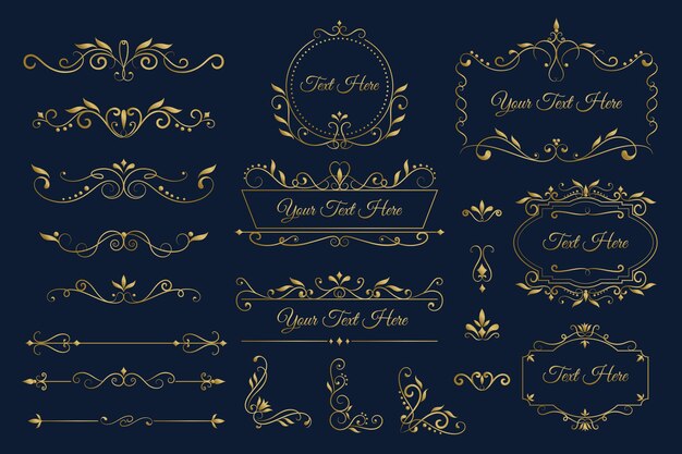 Golden calligraphic ornament collection