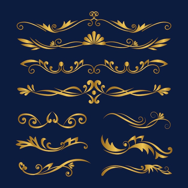 Free Vector golden calligraphic ornamental element set