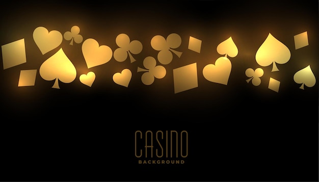 Free Vector golden casino background with card suit symbols