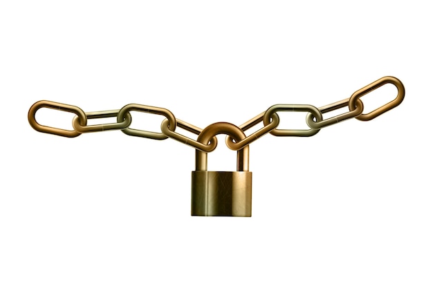 Free Vector golden chain realistic composition of golden chain with lock on blank background vector illustration