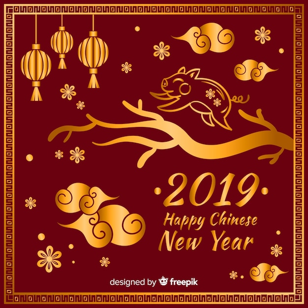 Free Vector golden chinese new year background