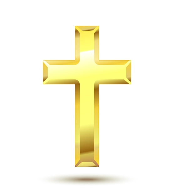 Golden Christian Cross isolated