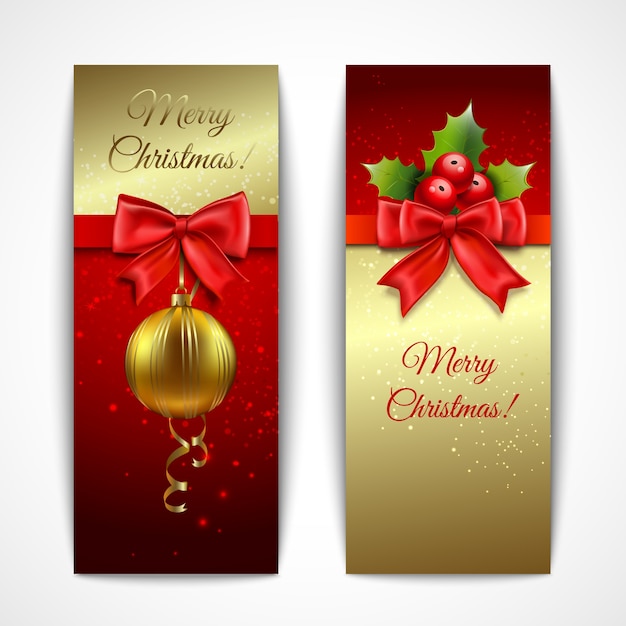 Golden christmas banners