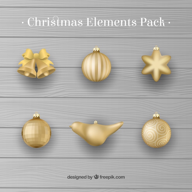 Free Vector golden christmas baubles