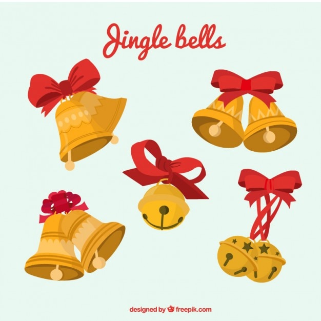 Free Vector golden christmas bells pack