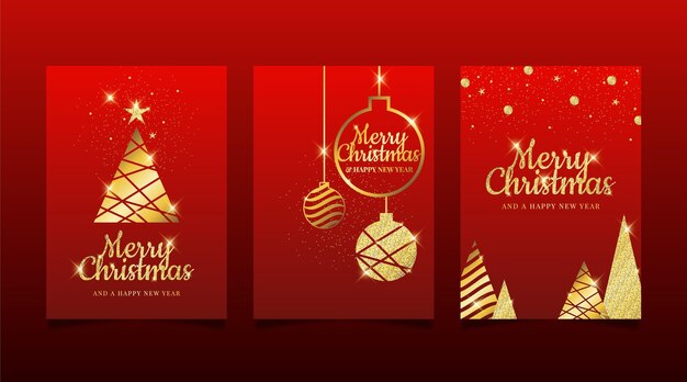 Golden christmas cards template