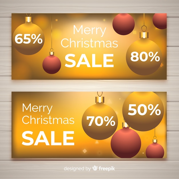 Free vector golden christmas sale banner