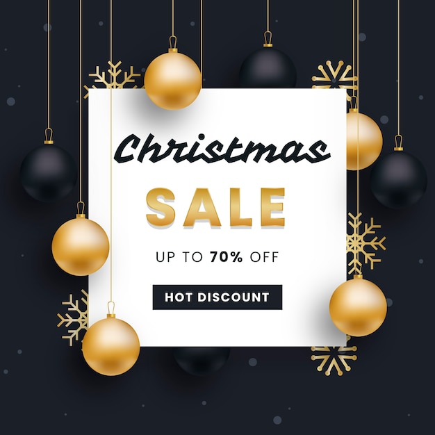 Golden christmas sale with balls