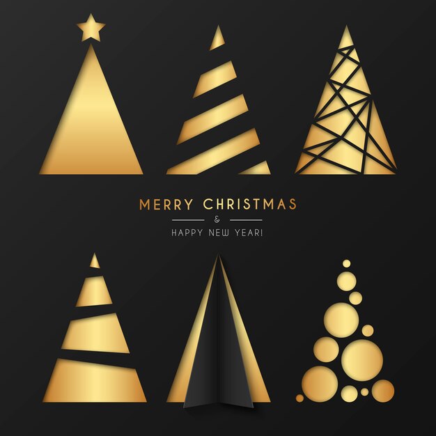 Golden Christmas Tree Collection in Modern Style