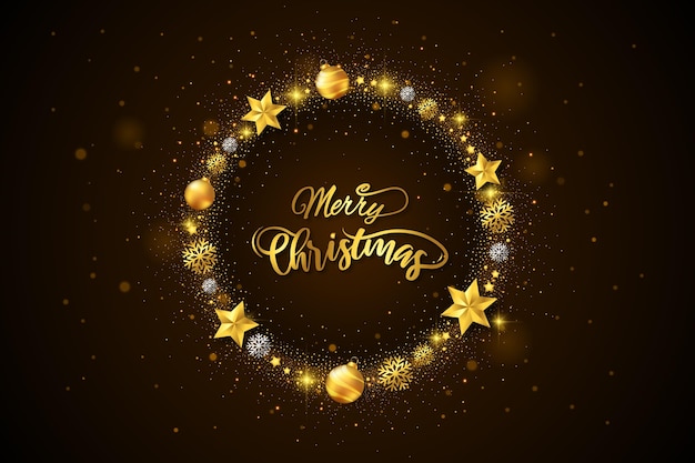 Golden christmas wreath template