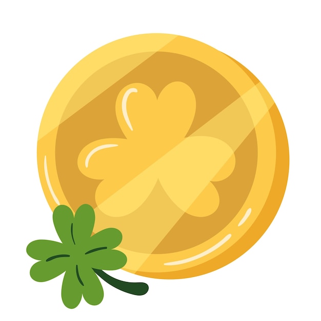 Free vector golden coin with clover