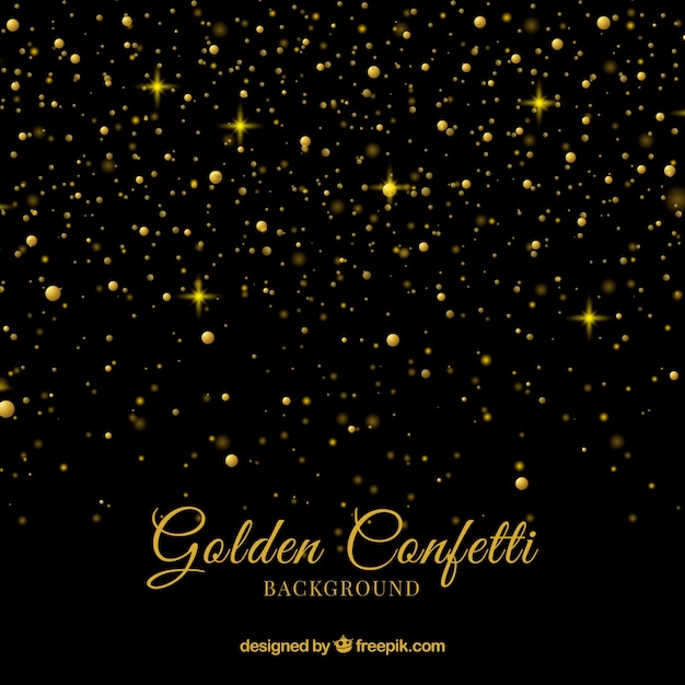 Golden confetti background in realistic style