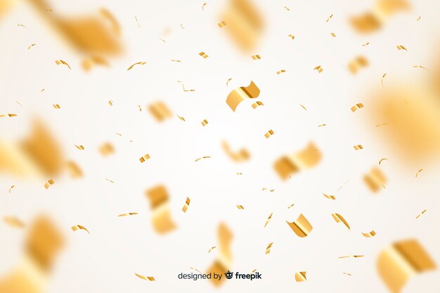 Golden confetti background realistic style