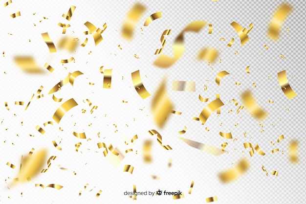 Golden confetti background realistic style