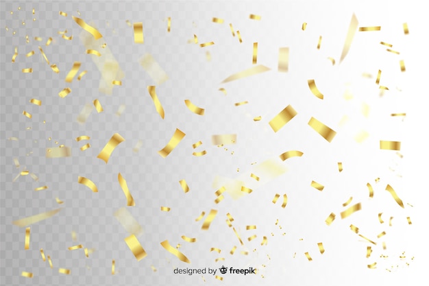 Golden confetti slices falling background