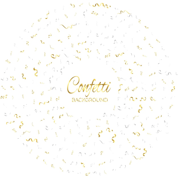 Free Vector golden confetti and streamer ribbon falling on transparent background vector