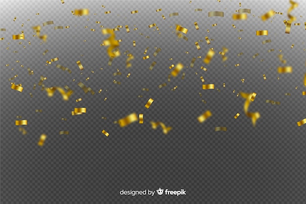 Free vector golden confetti on transparent background