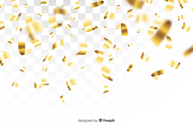 Golden confetti on transparent background