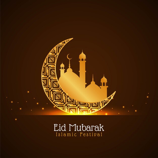 Golden crescent moon Eid Mubarak background