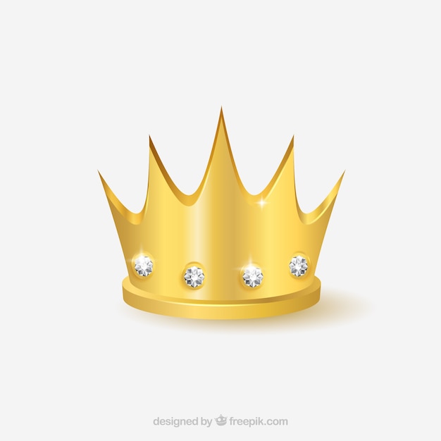 Golden crown with diamonds in realistic style