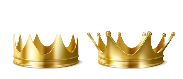 Golden crowns for king or queen, crowning headdress for Monarch.