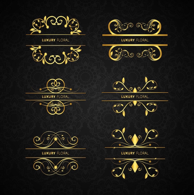 Free Vector golden decorative elements set