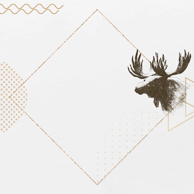 Golden deer frame background