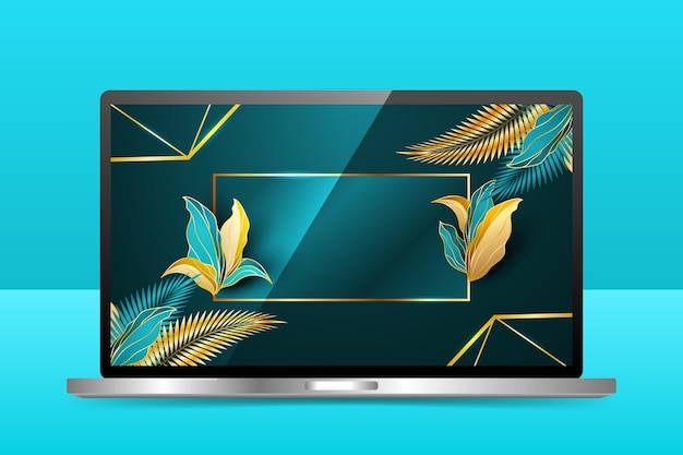 Free Vector golden detailed wallpaper on laptop screen