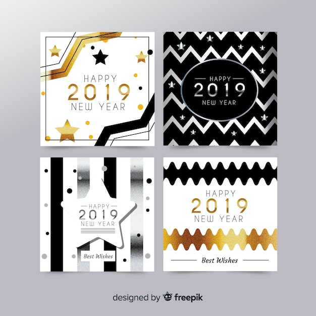 Golden details new year party cards collection