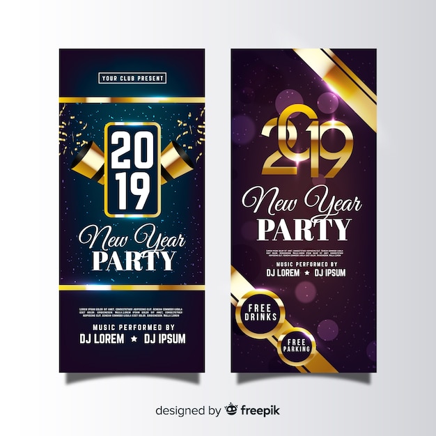 Golden details new year party poster