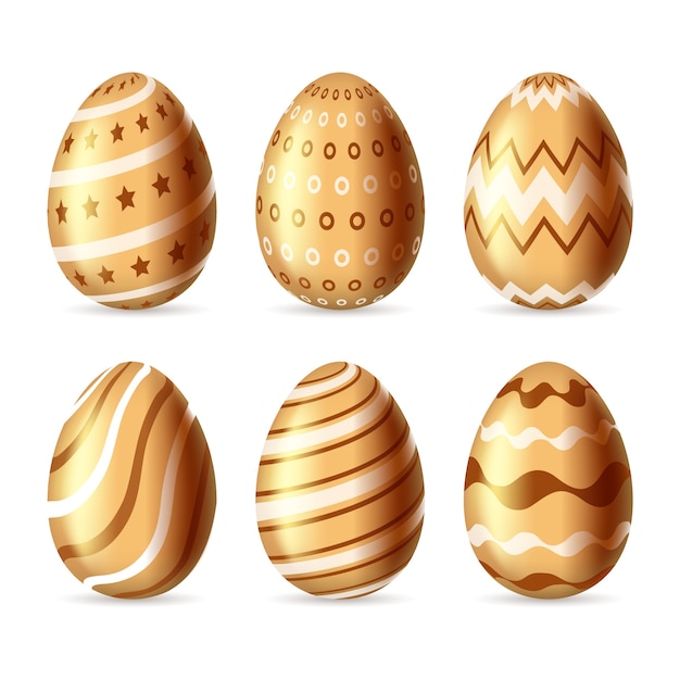 Free vector golden easter day egg collection theme