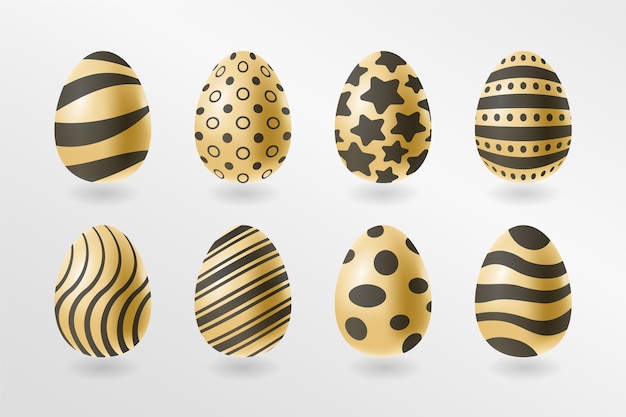 Free Vector golden easter day egg collection