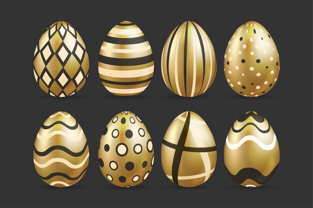 Golden easter day egg set